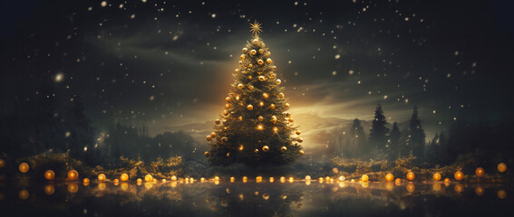 Beautiful Christmas Tree, background, lights, sparkles, stars, star, green