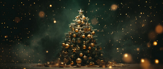 Beautiful Christmas Tree, background, lights, sparkles, stars, star, green