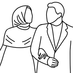 Couple of love.creative with illustration in flat design.Bridal Wedding Ceremony Marry.Hand drawn.
