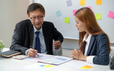 Business startup team working together, Diverse people brainstorming in workplace..