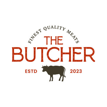 Vintage butchery logo design template isolated. Butchery ornament logo vector design element
