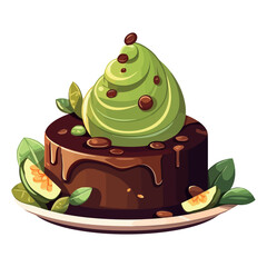 Sweet dessert plate with chocolate and fruit