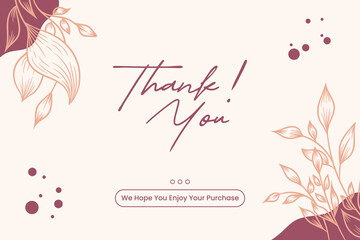 Floral thank you for your order vector design. Suitable for your product greeting labels, business thank you customer card, wedding greeting labels