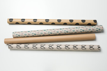 Concept of wrapping gift, composition with wrapping paper