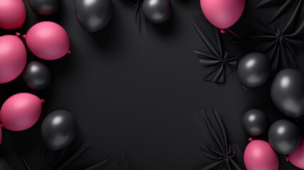 background with balloons and ribbons, generative ai