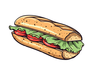 Gourmet hot dog sketch on a bun