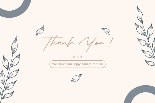 Aesthetic Thank You For Your Order Design With Leaves Ornament. Business Thank You Customer Card