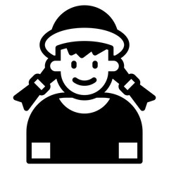 Girl 	avatar glyph style icon