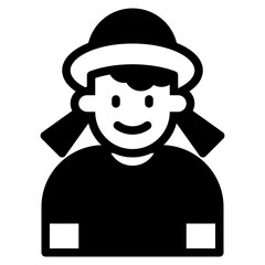 Girl 	avatar glyph style icon