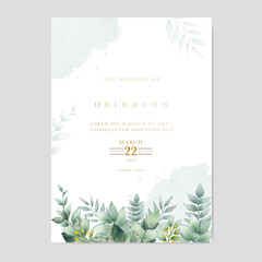 beautiful watercolor floral wedding card template  