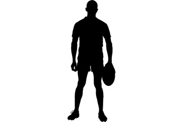 Digital png silhouette image of male rugby player on transparent background - Powered by Adobe