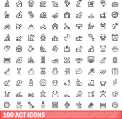100 act icons set. Outline illustration of 100 act icons vector set isolated on white background