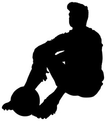 Digital png silhouette image of male football player on transparent background