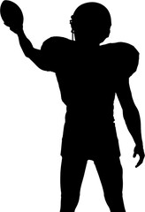 Digital png silhouette image of male american football player on transparent background