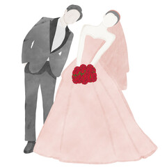 Couple of love.creative with illustration in flat design.Bridal Wedding Ceremony Marry.Hand drawn.