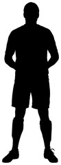 Digital png silhouette image of male football player on transparent background