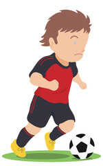 ドリブルをするサッカー選手