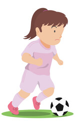 ドリブルをするサッカー選手　女子
