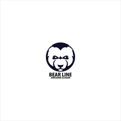 bear face logo design line art color