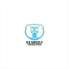 grizzly head logo design gradient line