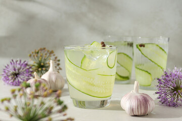 Concept of fresh summer drink - brine cocktail