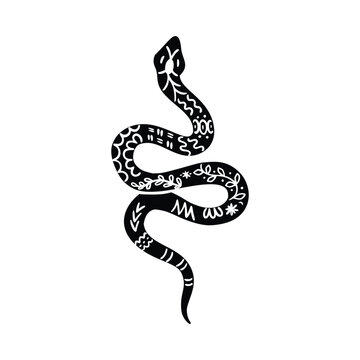recommend clip art: Celestial Snake Linocut Vector Icon. Mystic Floral Snake Silhouette Isolated on White Background. Boho and Magic Witchy Python Clipart, Occult Symbol Illustration. Black Gothic Art Print for T Shirt