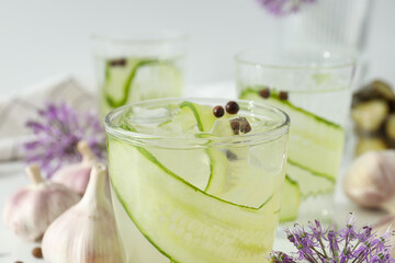 Concept of fresh summer drink - brine cocktail