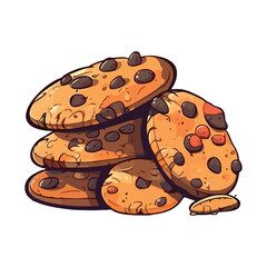Sweet cookie icon baked with chocolate chips