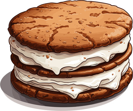 brown cookie sandwich with white cream clip art preview