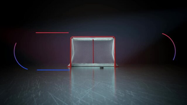 3D animation of ice snow hockey game
