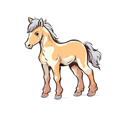 Naklejka na ściany i meble Foal hand-drawn illustration. Foal. Vector doodle style cartoon illustration