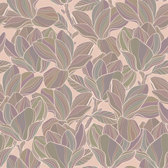 Floral seamless pattern with Magnolia flowers - 621939126