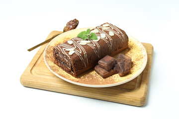 Concept of delicious sweet food - cake roll