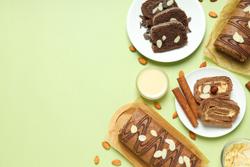 Concept of delicious sweet food - cake roll