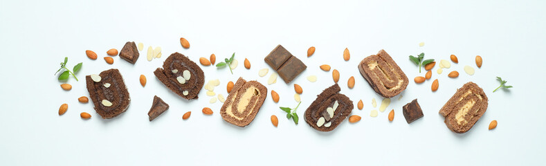 Concept of delicious sweet food - cake roll