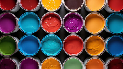 Close-up of оpen paint cans generative ai