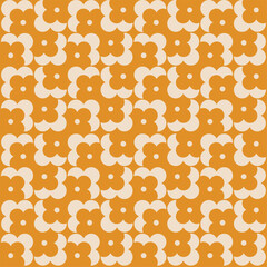 orange daisies seamless vector pattern, orange background wallpaper