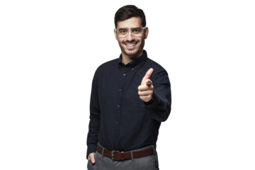 Hey you! Portrait of young man pointing at camera as if choosing you for his project