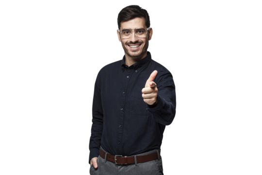 Hey you! Portrait of young man pointing at camera as if choosing you for his project