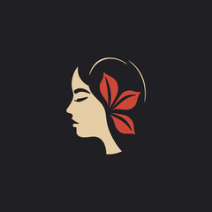 simple woman face beauty logo vector illustration template design