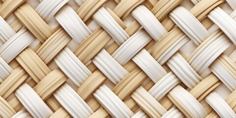 White rattan wooden basket weaving background. AI Generated