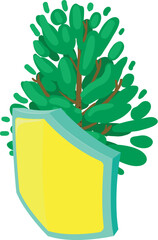 Medieval shield icon isometric vector. Medieval shield on green tree background. Protection concept, historical period
