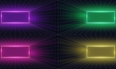 Empty futuristic digital box room vibrant color background with white grid space line color surface. Network cyber technology. banner, cover, terrain, sci-fi, wireframe, and related to background.