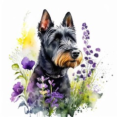 dog with flower