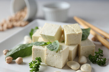 Traditional component of Asian cuisine - Tofu, bean curd