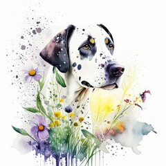 dog and flowers