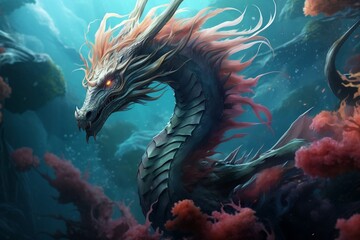 Fototapeta na wymiar Enchanting Sea Dragon A Nature-Fantasy Inspired Creation. Generative AI