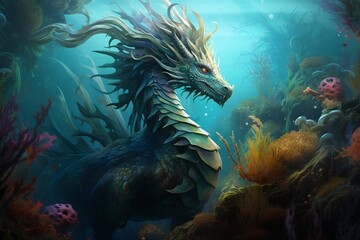 Fototapeta na wymiar Enchanting Sea Dragon A Nature-Fantasy Inspired Creation. Generative AI