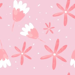 Fototapeta na wymiar Seamless pattern of pink flowers,background
