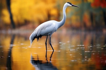 Naklejka premium A lone crane in the forest